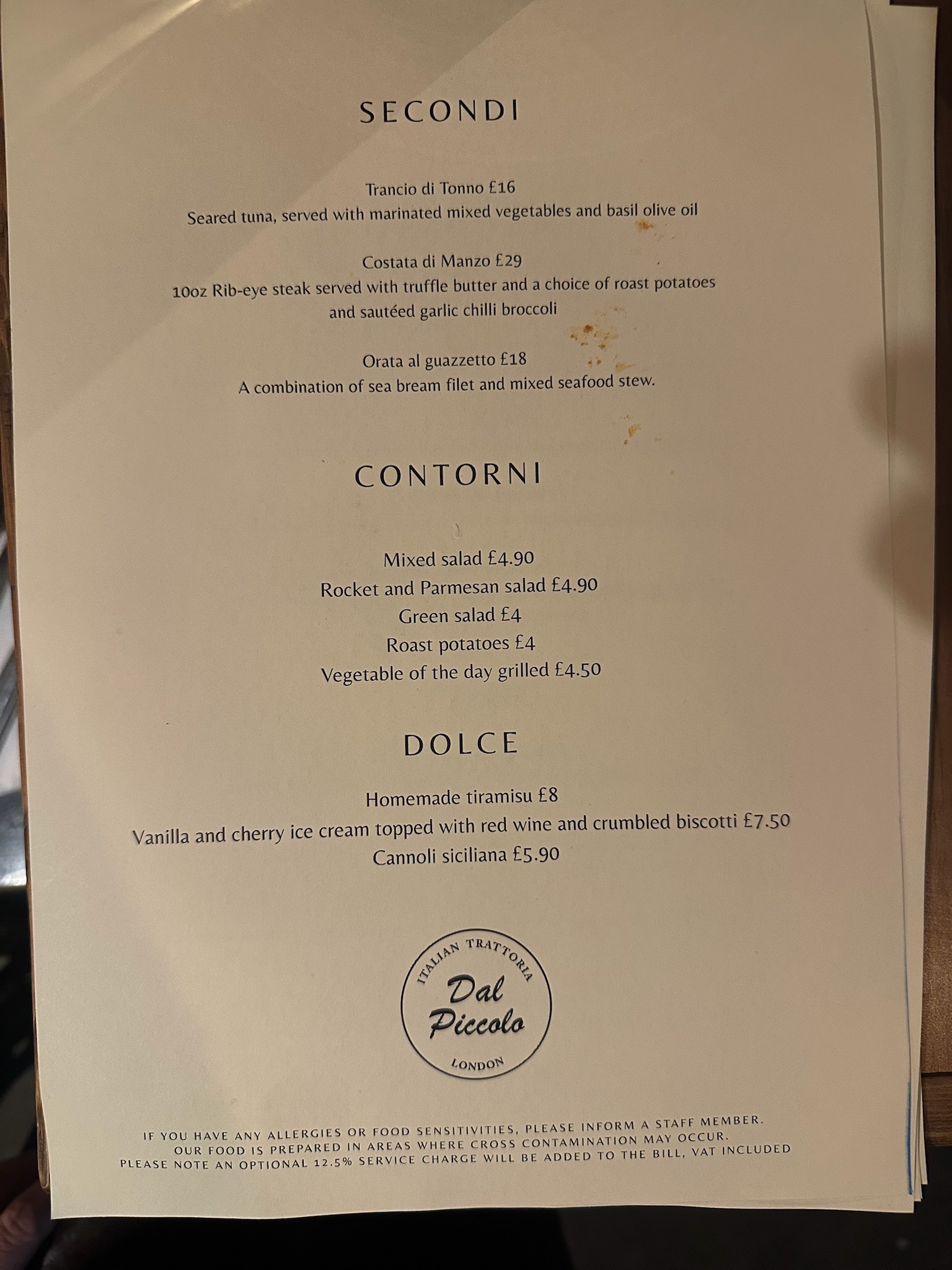 Italian cuisine at Dal Piccolo